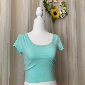 Aqua Scoop Neck Crop Top